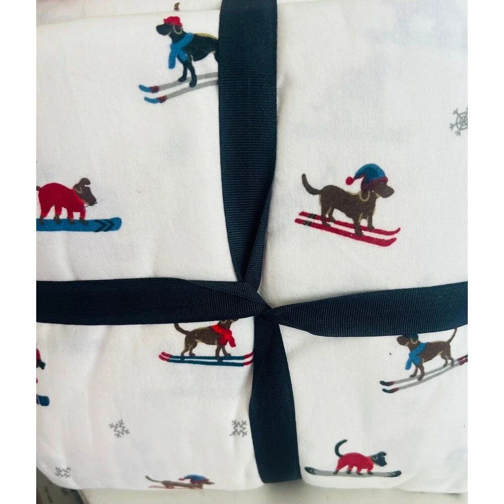 Eddie Bauer Ski Patrol 4-Piece Red and Blue Graphic Flannel Queen Sheet Set